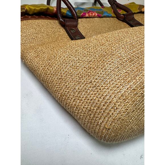 Valentino Woven Fiber & Leather Drawstring Tote 1967 RARE - Picture 10 of 14